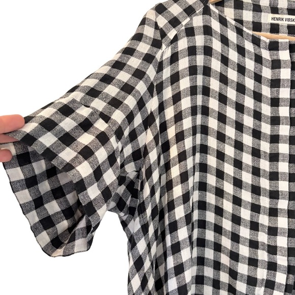 HENRIK VIBSKOV Checkered Flip Shirt in Black/White Size XS - Picture 8 of 15